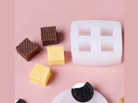 Molde silicona 4 obleas cuadradas